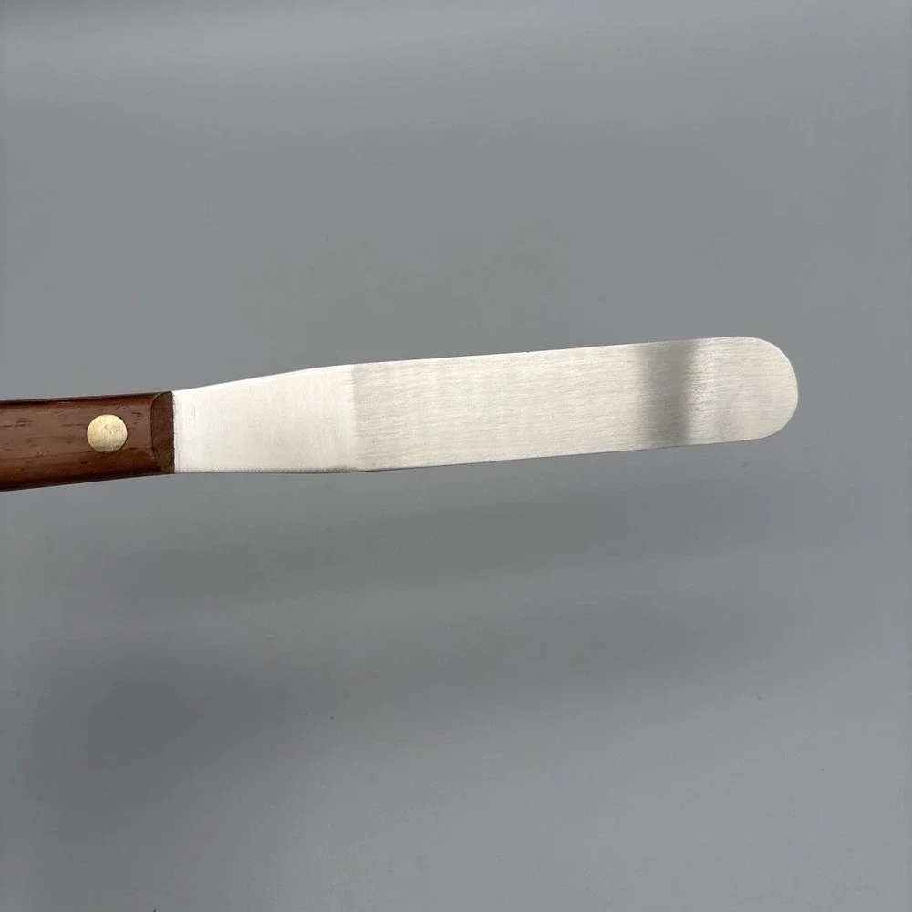Vintage Stainless Steel LOT of 2 Frosting‎ Spatula Lamson 6S01 Wooden Handle